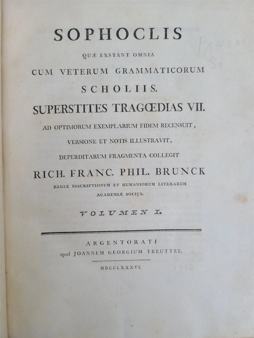 1786 SOPHOCLES POETRY in GREEK 2 VOLUMES antique - 6