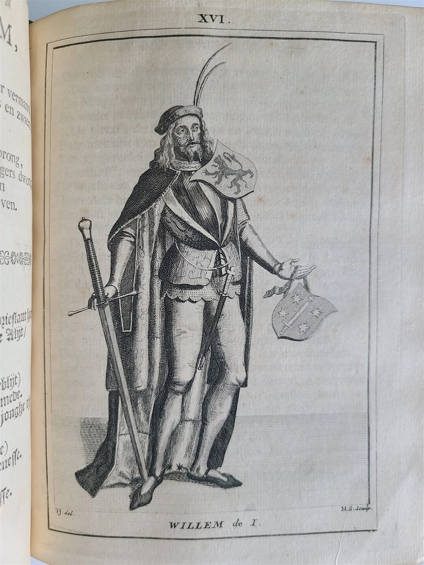 1745 NETHERLANDS HISTORY 2 volumes antique FULLY ILLUSTRATED VELLUM BOUND - 14