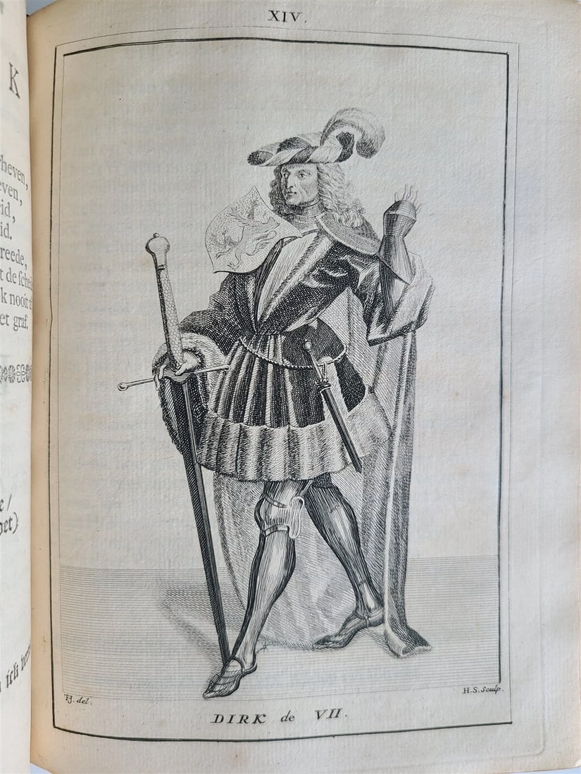 1745 NETHERLANDS HISTORY 2 volumes antique FULLY ILLUSTRATED VELLUM BOUND - 15