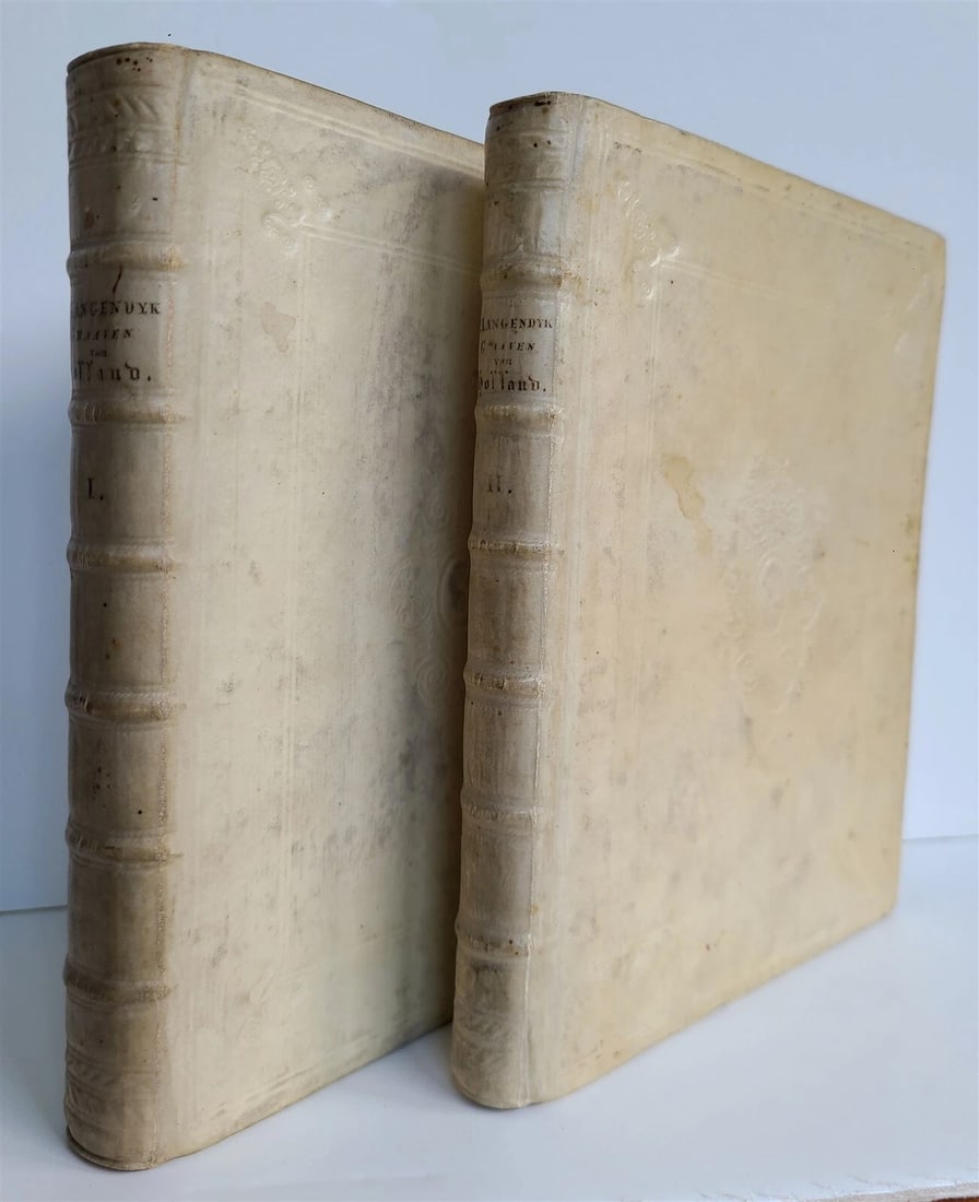 1745 NETHERLANDS HISTORY 2 volumes antique FULLY ILLUSTRATED VELLUM BOUND (1 of 15)