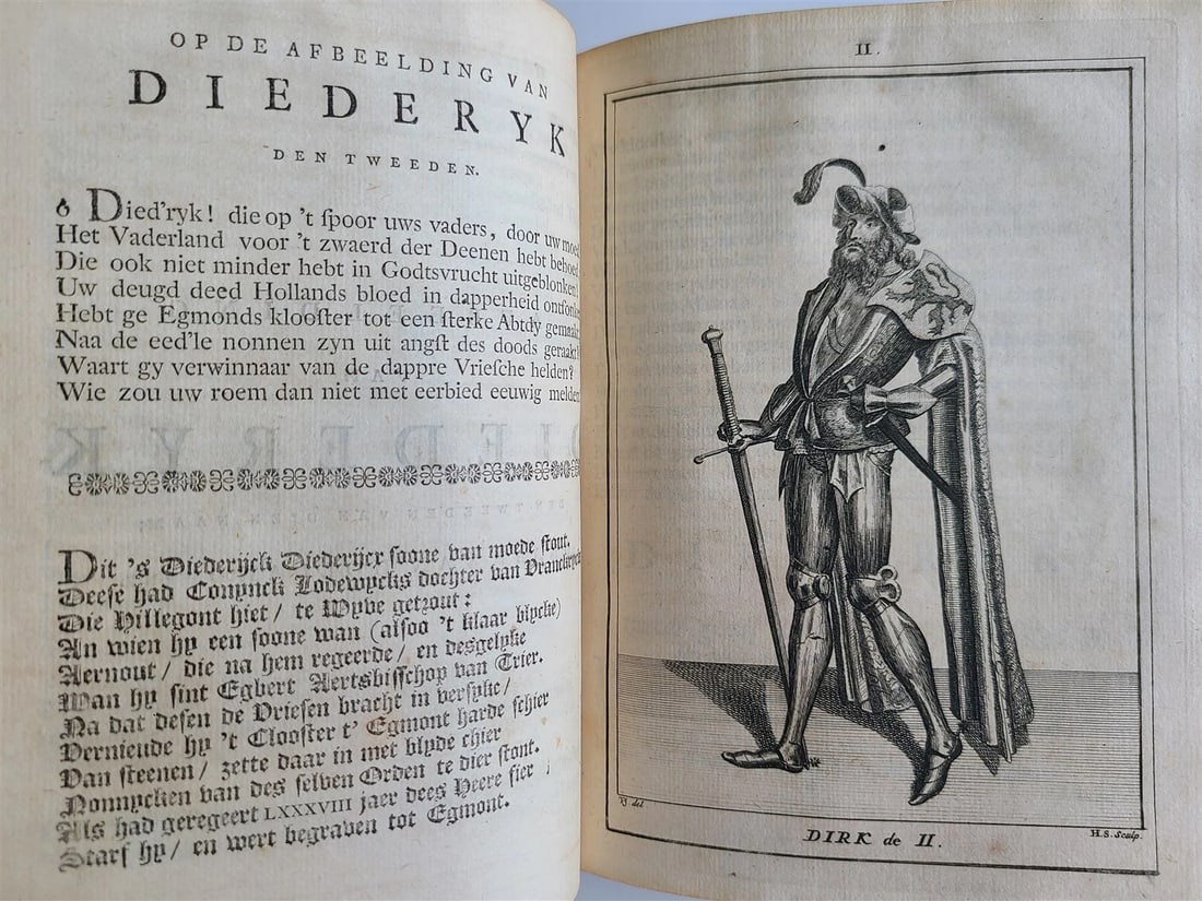 1745 NETHERLANDS HISTORY 2 volumes antique FULLY ILLUSTRATED VELLUM BOUND - 8