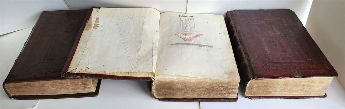 1495 INCUNABULA BIBLE 3 FOLIO VOLUMES COMPLETE antique ILLUSTRATED BIBLIA LATINA (1 of 15)