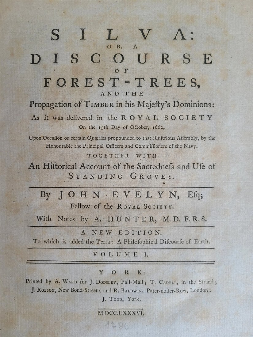 1786 SILVA: DISCOURSE OF FOREST TREES 2 VOLUMES ILLUSTRATED antique in ENGLISH - 4