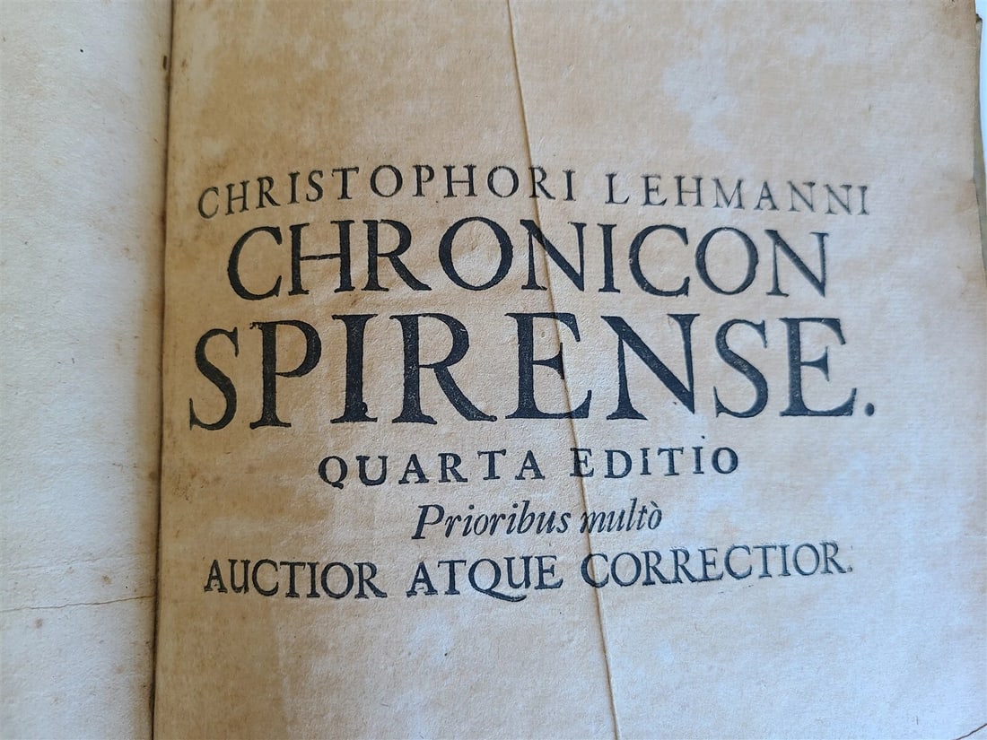 1711 GERMAN HISTORY antique Chronica of City of Speier PIGSKIN BOUND FOLIO - 12