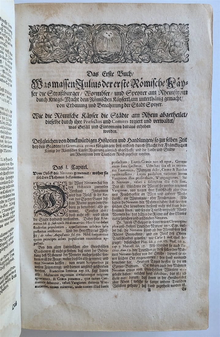 1711 GERMAN HISTORY antique Chronica of City of Speier PIGSKIN BOUND FOLIO - 5