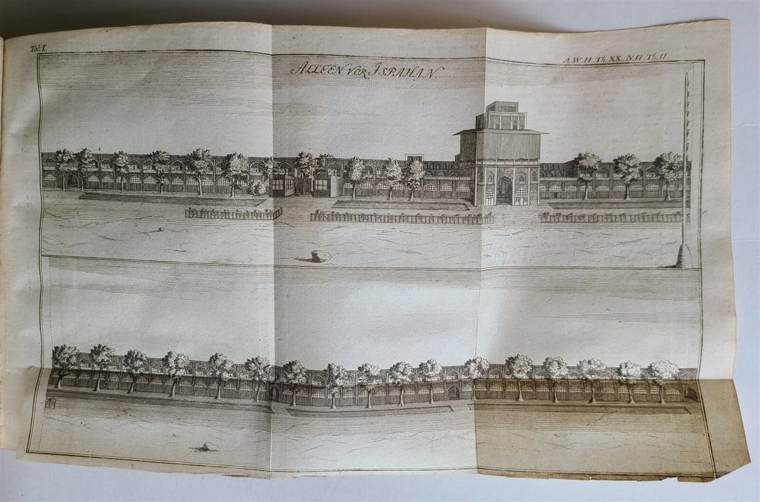 1759 HISTORY OF THE WORLD in GERMAN antique ILLUSTRATED w/VIEW of ISFAHAN vellum - 4
