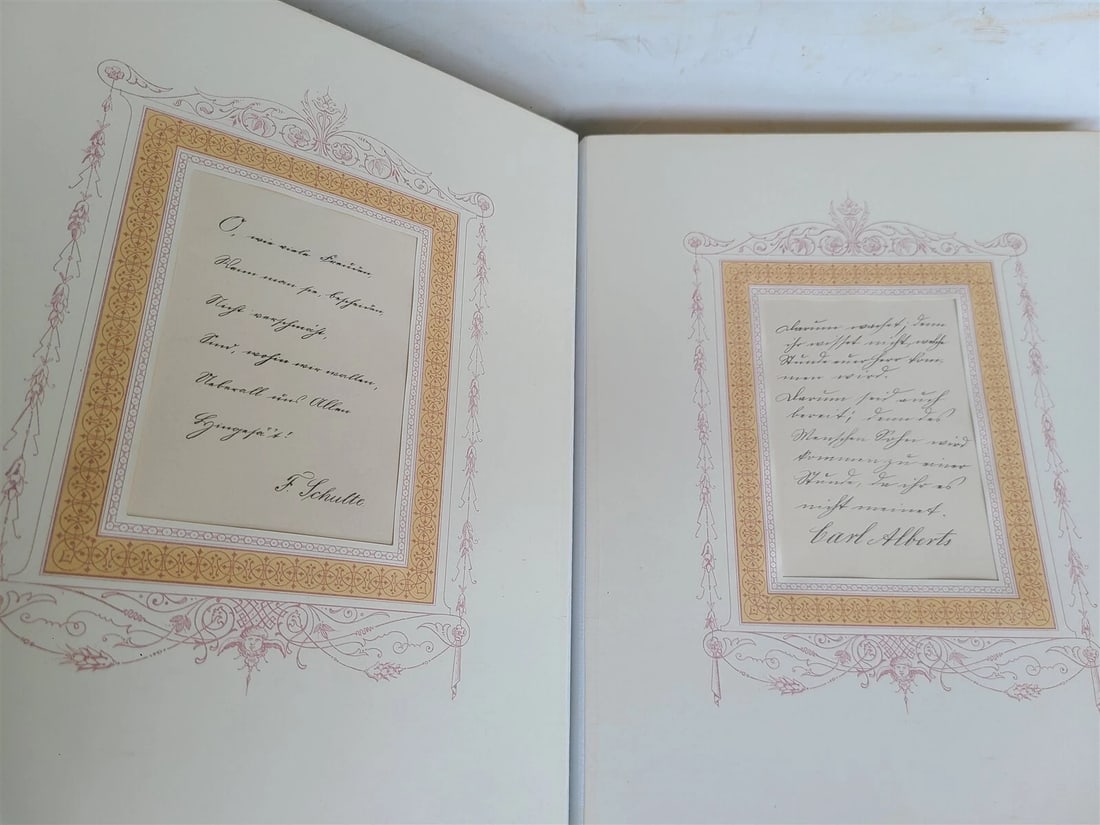 1886 GERMAN MANUSCRIPT ANNIVERSARY ALBUM antique C.F. Klein-Schlatter company - 12