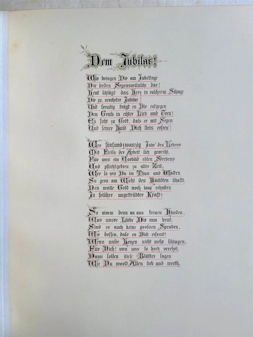 1886 GERMAN MANUSCRIPT ANNIVERSARY ALBUM antique C.F. Klein-Schlatter company - 6