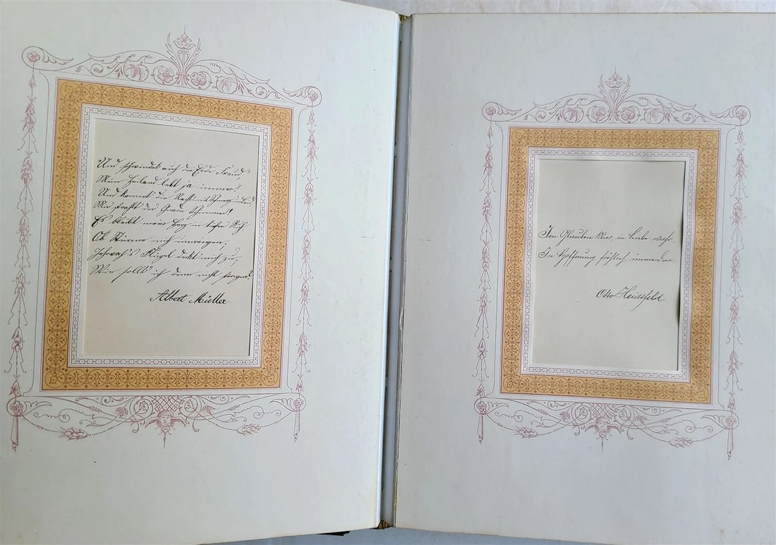 1886 GERMAN MANUSCRIPT ANNIVERSARY ALBUM antique C.F. Klein-Schlatter company - 9