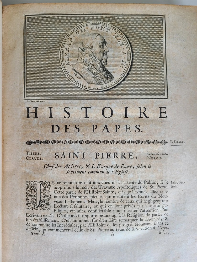 1732 -1734 HISTORY of POPES 5 VOLUMES antique in FRENCH prohibited by church - 3