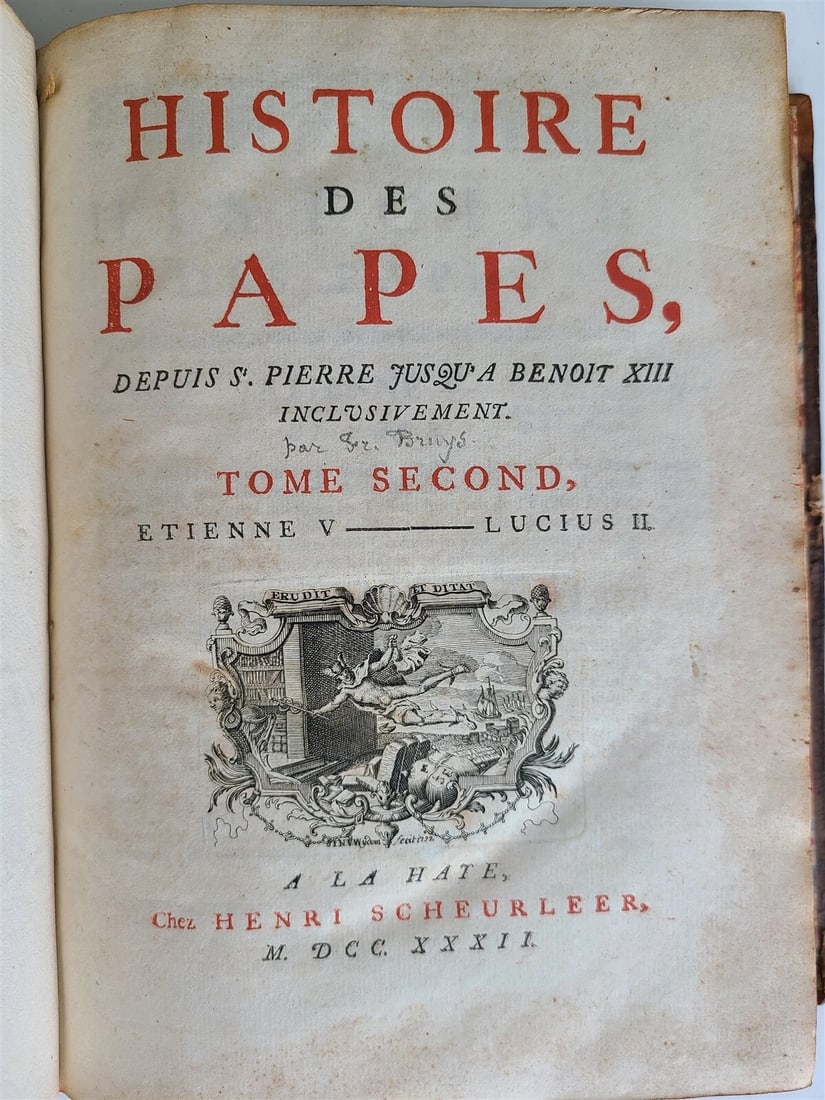 1732 -1734 HISTORY of POPES 5 VOLUMES antique in FRENCH prohibited by church - 4