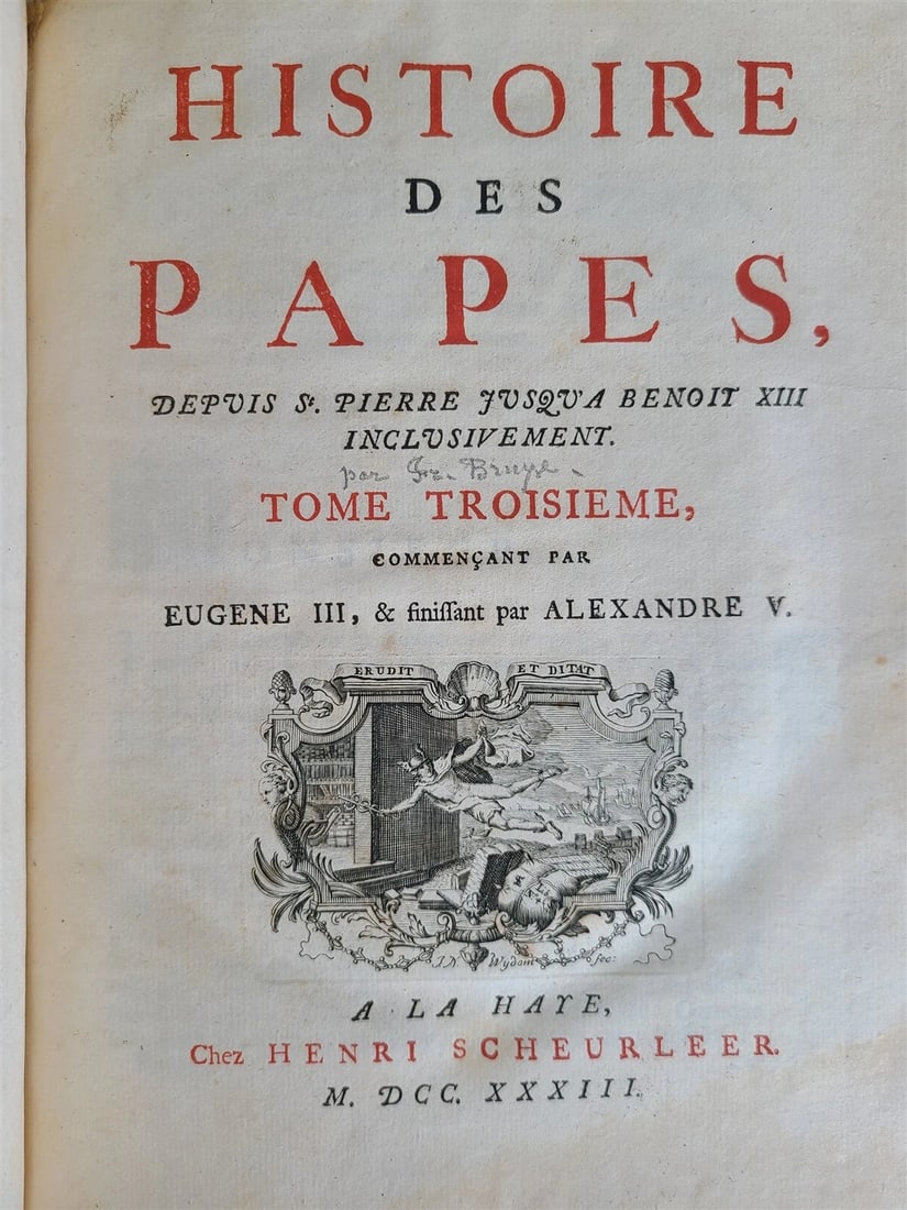 1732 -1734 HISTORY of POPES 5 VOLUMES antique in FRENCH prohibited by church - 5