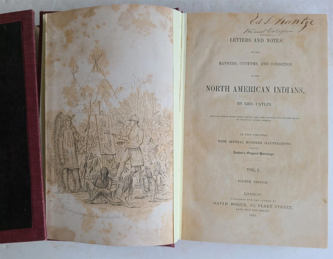 1844 LETTERS & NOTES on NORTH AMERICAN INDIANS CATLIN antique 2 VOLS illustrated - 2