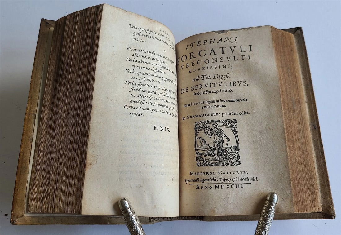 1586-1593 LAW BOOK by CAESARIS CONTARDI antique FINE HAND TOOLED PIGSKIN BINDING - 8