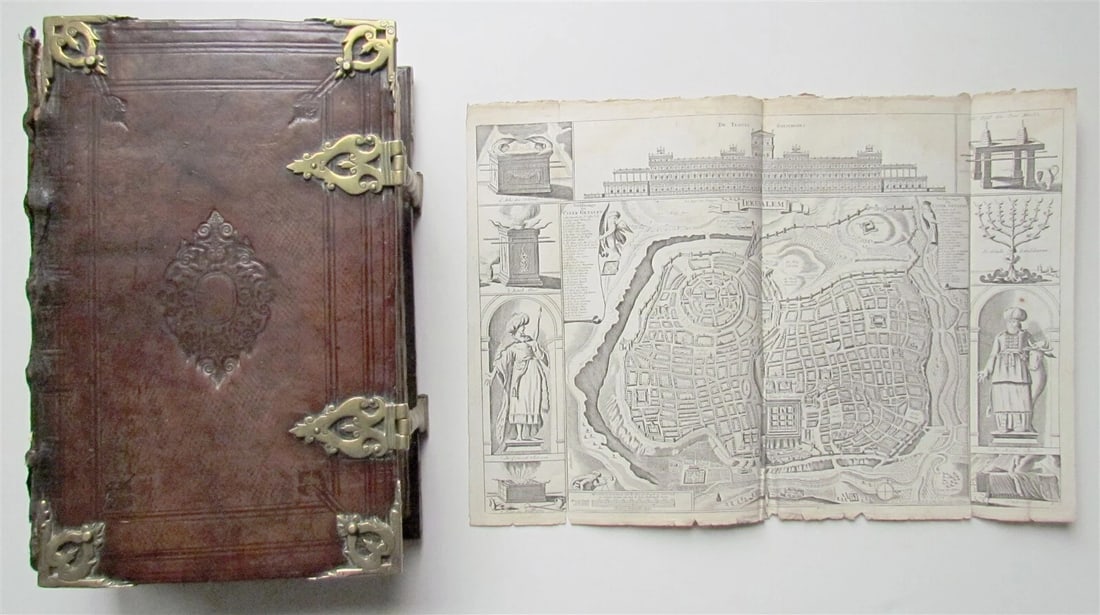 1730 BIBLE in DUTCH ILLUSTRATED w/ MAPS antique MASSIVE FOLIO BIBLIA (1 of 15)