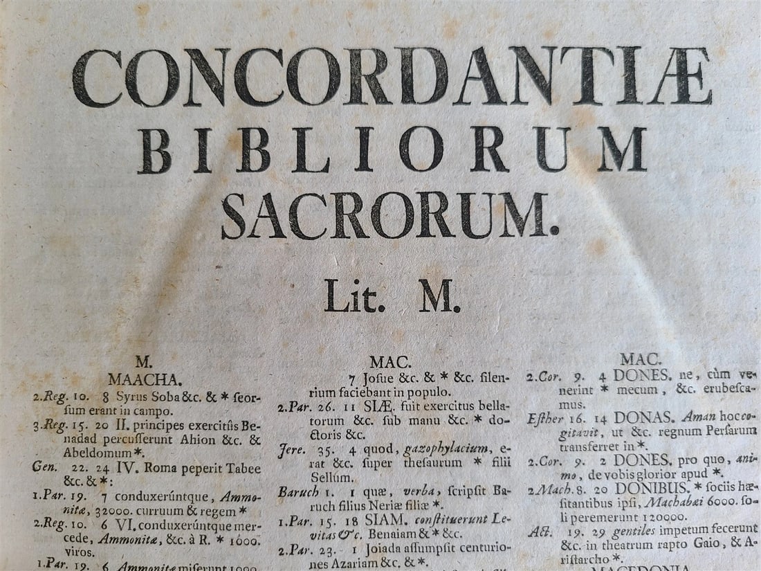 1733 BIBLE CONCORDANCE 2 volumes in LATIN antique MASSIVE FOLIO - 11