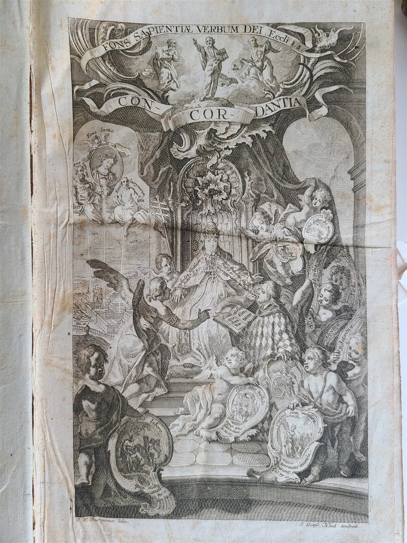 1733 BIBLE CONCORDANCE 2 volumes in LATIN antique MASSIVE FOLIO - 3