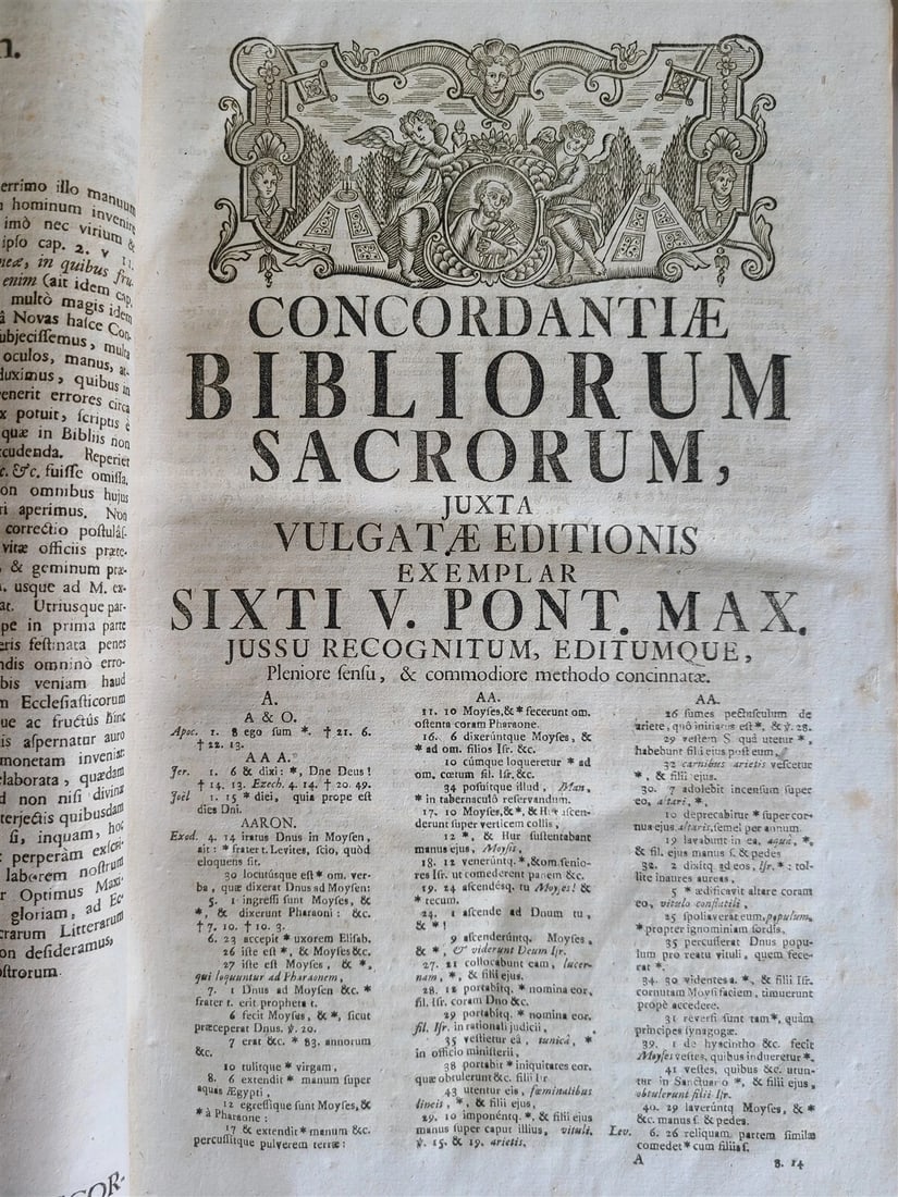 1733 BIBLE CONCORDANCE 2 volumes in LATIN antique MASSIVE FOLIO - 8