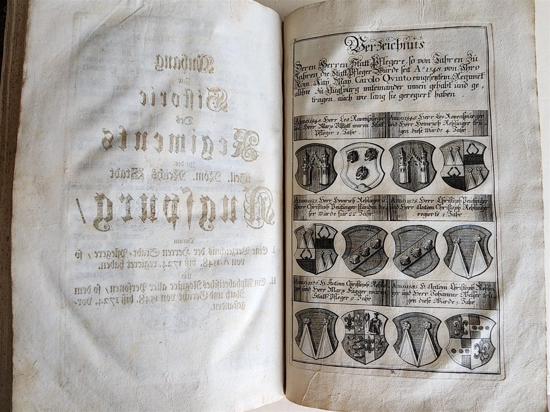 1725 HISTORY of Holy Roman Empire' CITY of AUGSBURG REGIMENT antique ILLUSTRATED - 12