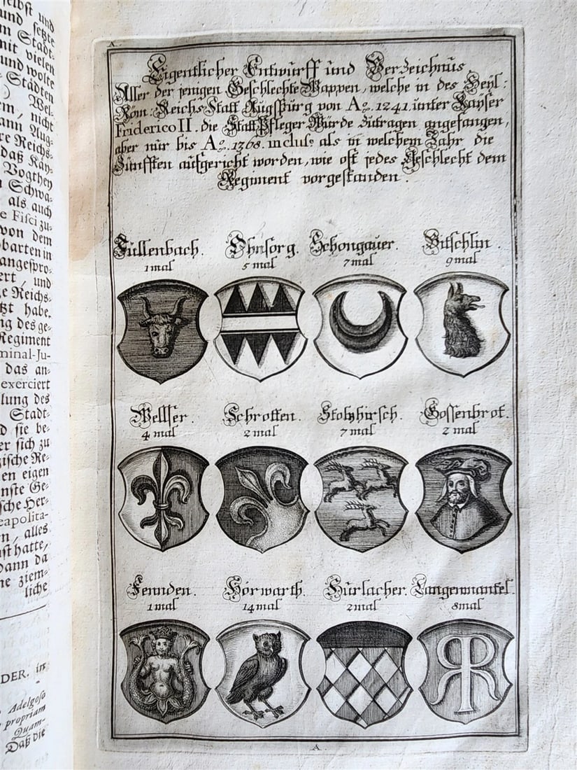 1725 HISTORY of Holy Roman Empire' CITY of AUGSBURG REGIMENT antique ILLUSTRATED - 9