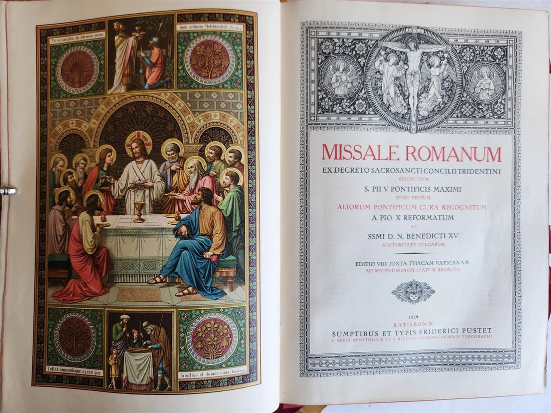 1929 MISSALE ROMANUM antique MASSIVE FOLIO FINE LEATHER BINDING - 2