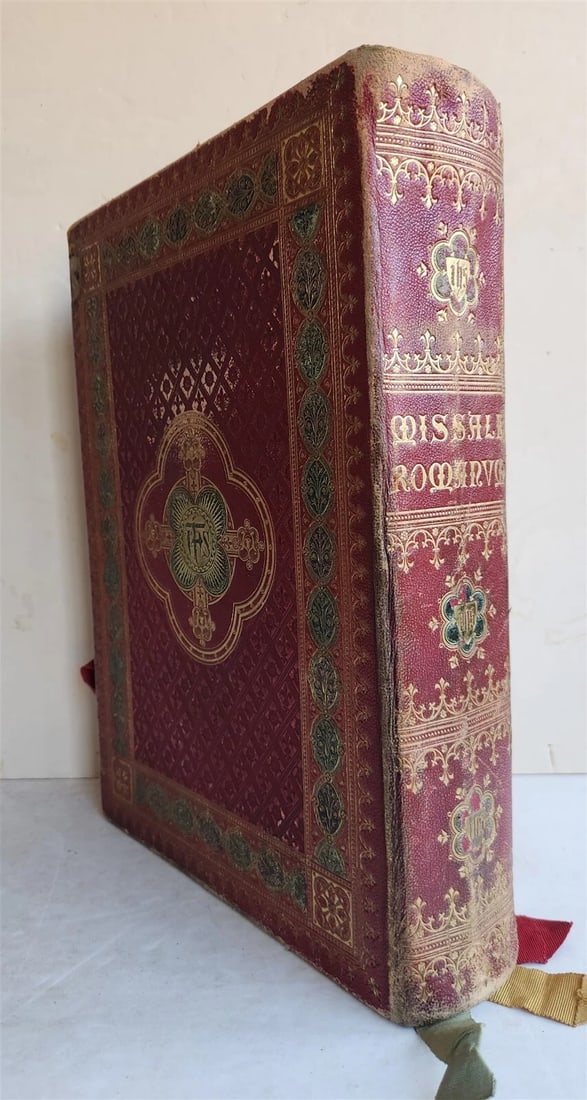 1929 MISSALE ROMANUM antique MASSIVE FOLIO FINE LEATHER BINDING - 4