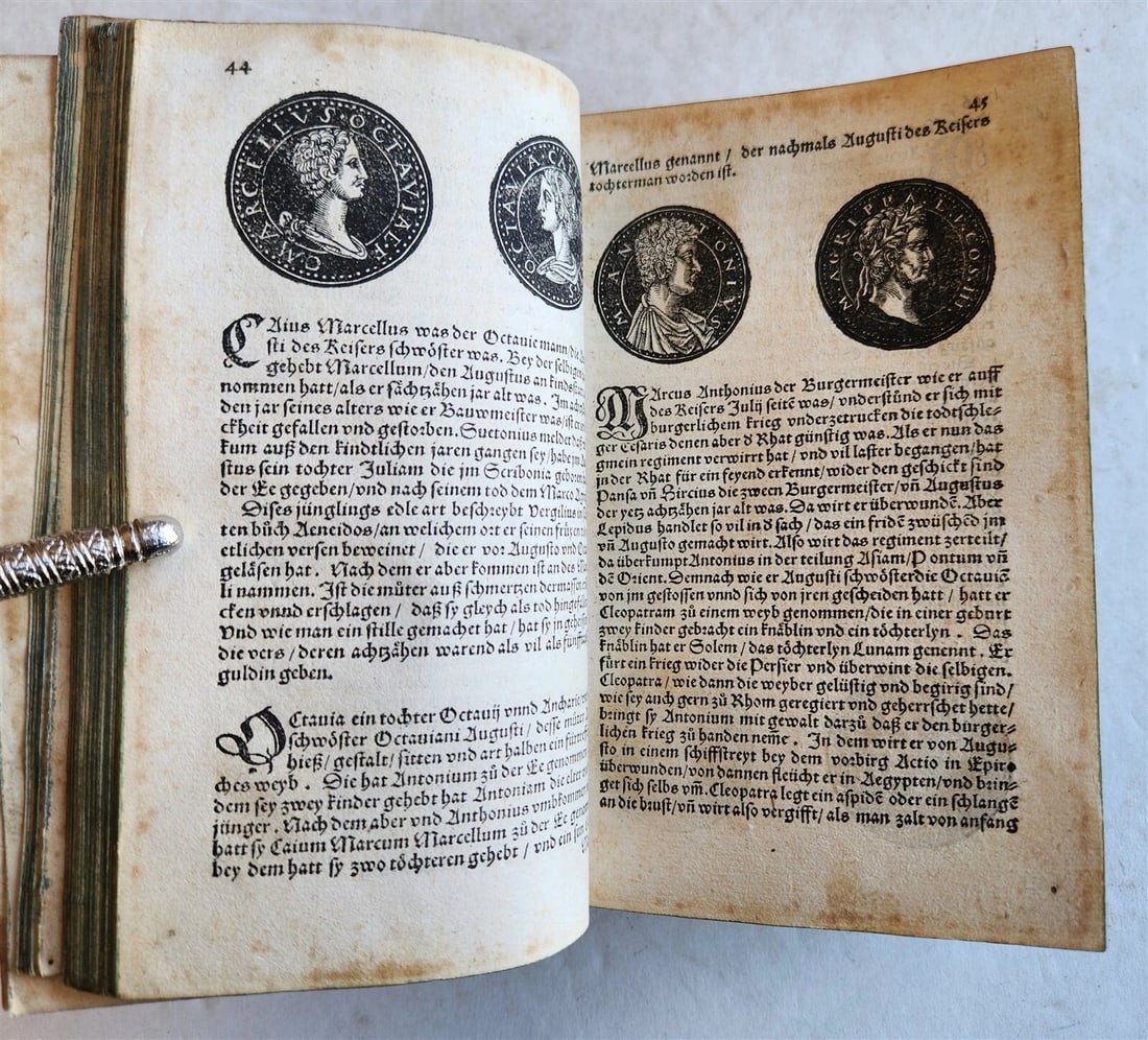1558 NUMISMATICS antique ILLUSTRATED w/ 722 WOODCUTS Roman & German coins - 10