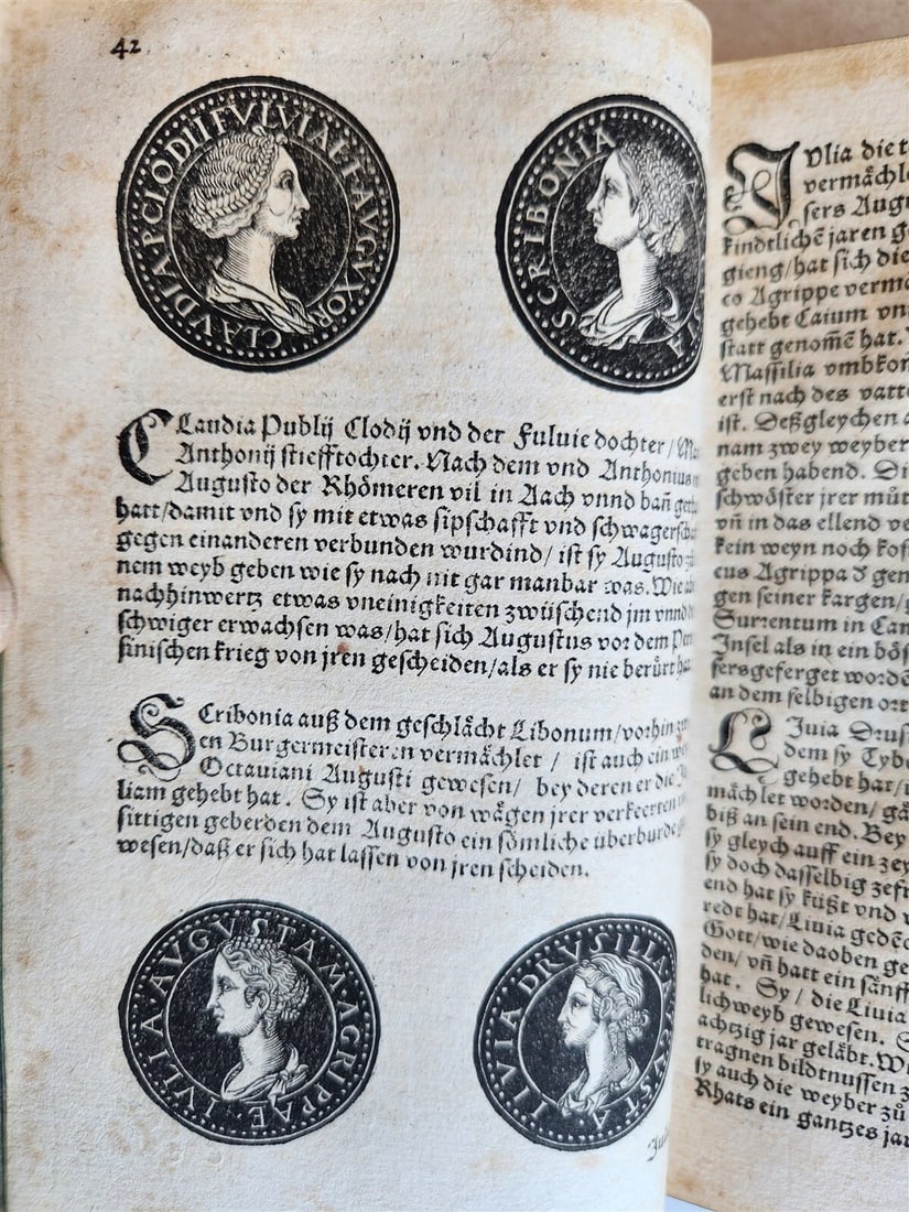 1558 NUMISMATICS antique ILLUSTRATED w/ 722 WOODCUTS Roman & German coins - 11