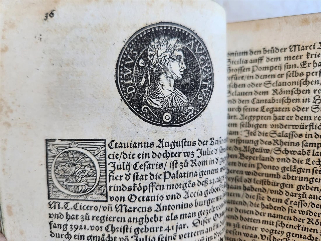 1558 NUMISMATICS antique ILLUSTRATED w/ 722 WOODCUTS Roman & German coins - 13