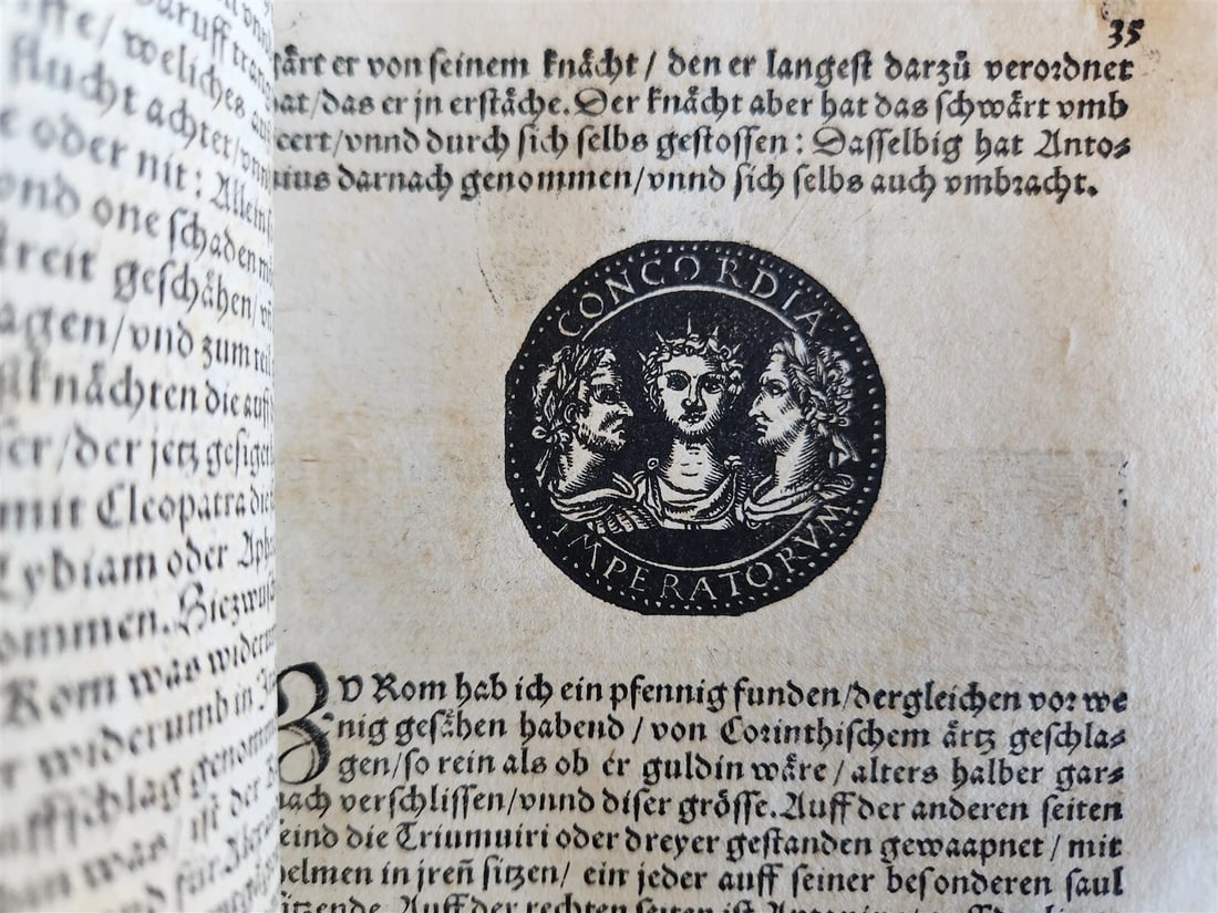 1558 NUMISMATICS antique ILLUSTRATED w/ 722 WOODCUTS Roman & German coins - 14