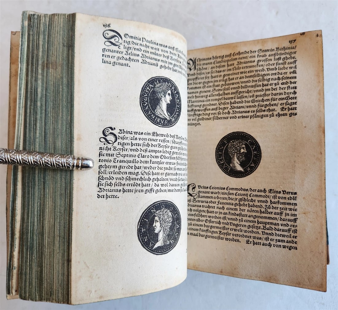 1558 NUMISMATICS antique ILLUSTRATED w/ 722 WOODCUTS Roman & German coins - 15