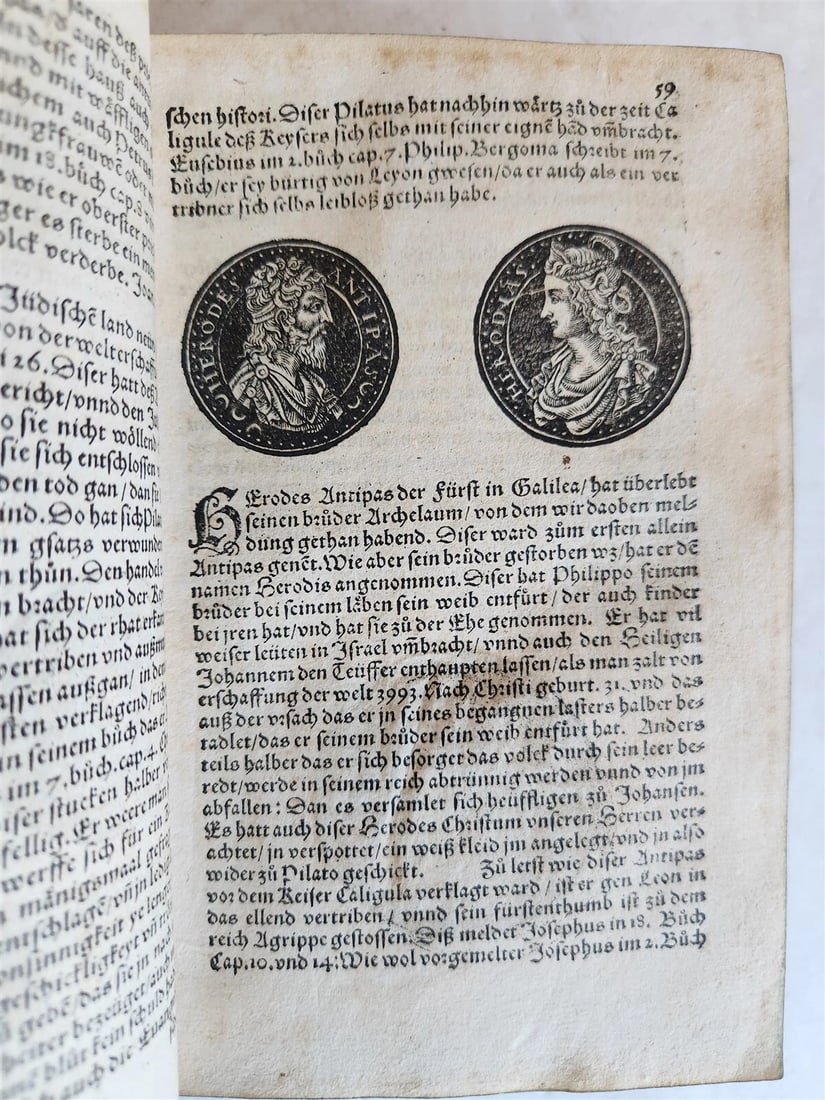 1558 NUMISMATICS antique ILLUSTRATED w/ 722 WOODCUTS Roman & German coins - 4