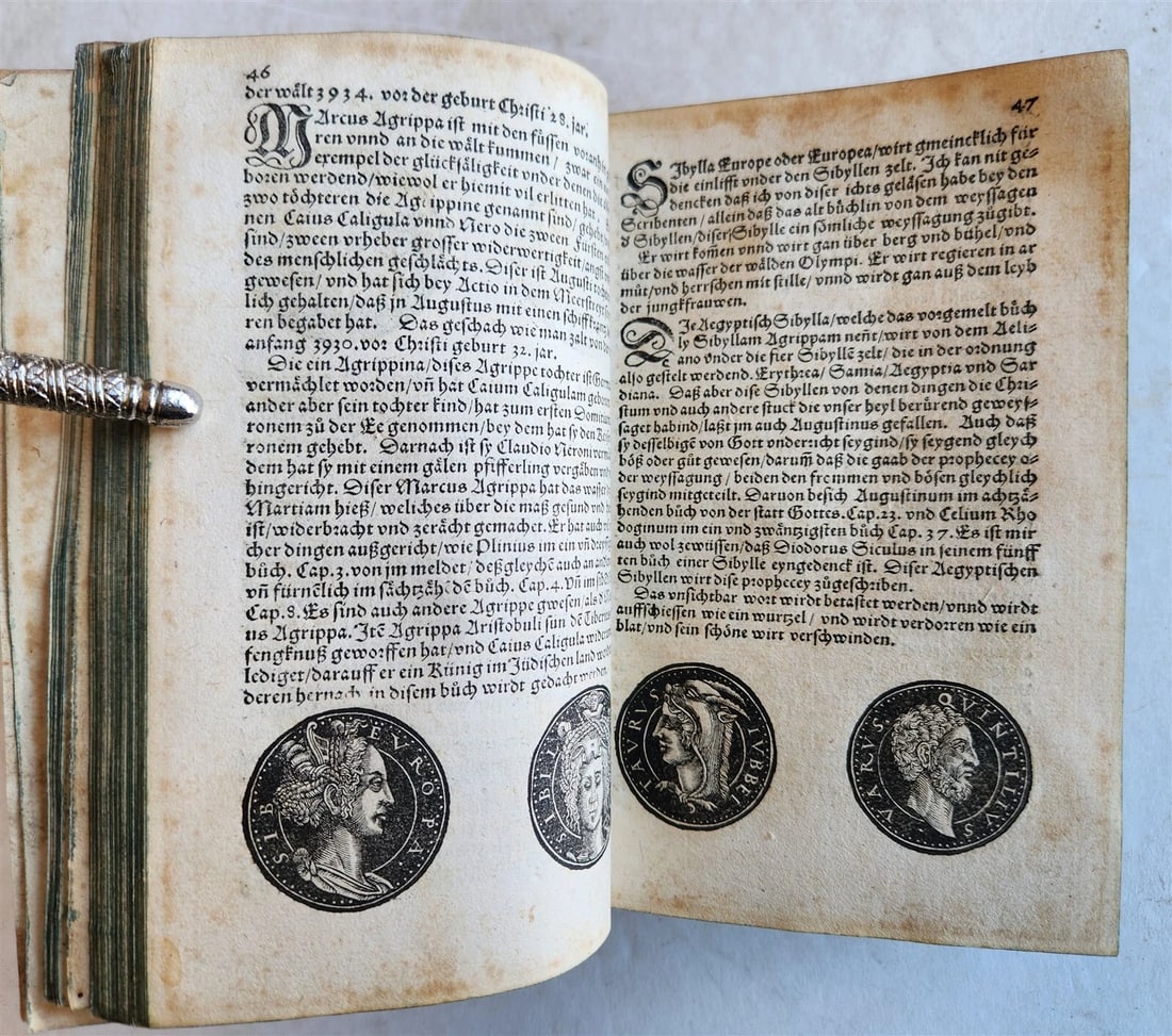 1558 NUMISMATICS antique ILLUSTRATED w/ 722 WOODCUTS Roman & German coins - 9