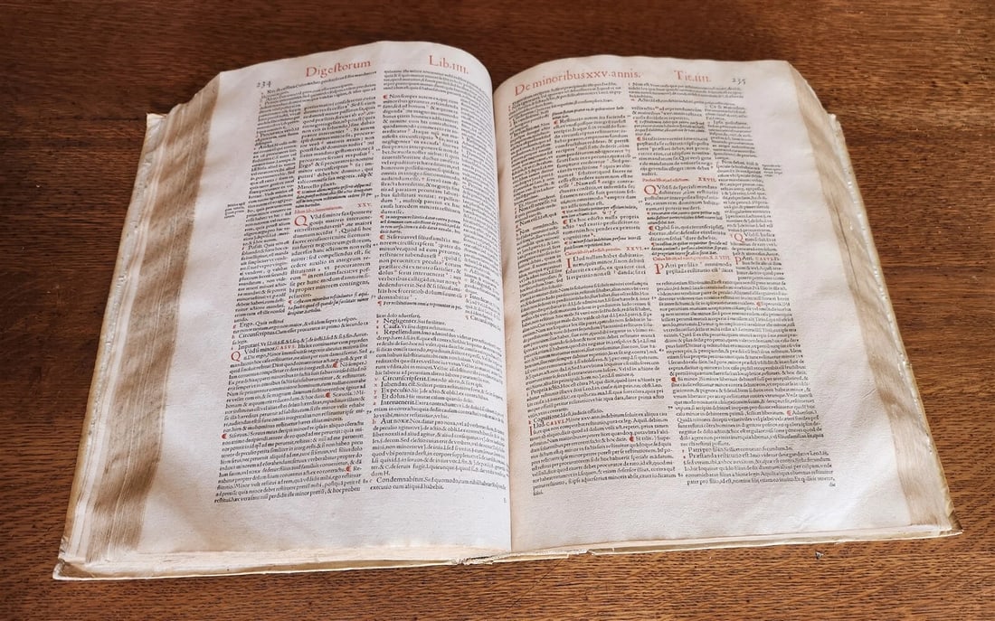 1557 LAW BOOK PART of Corpus Juris Civilis DIGESTA antique MASSIVE FOLIO vellum - 10