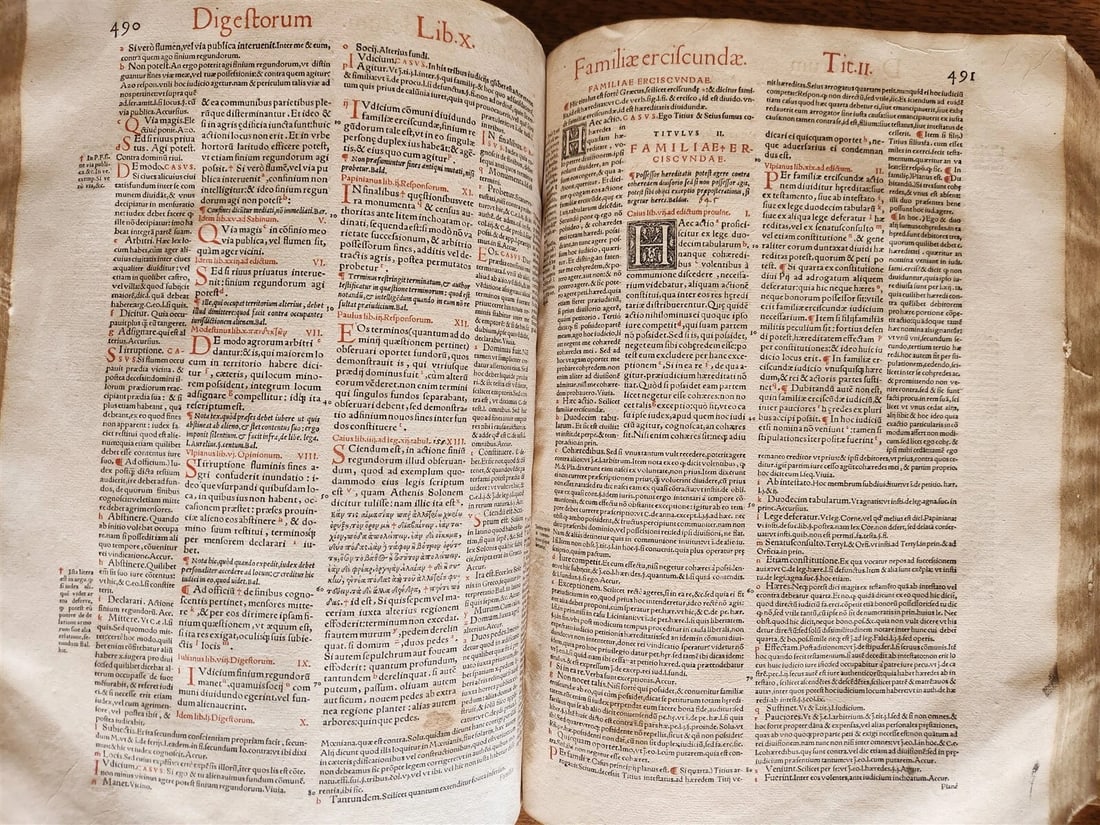 1557 LAW BOOK PART of Corpus Juris Civilis DIGESTA antique MASSIVE FOLIO vellum - 13