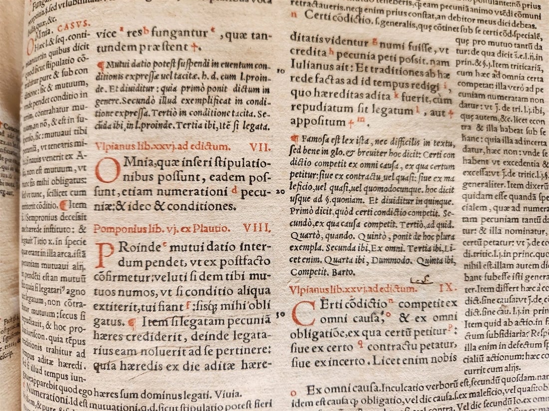 1557 LAW BOOK PART of Corpus Juris Civilis DIGESTA antique MASSIVE FOLIO vellum - 15