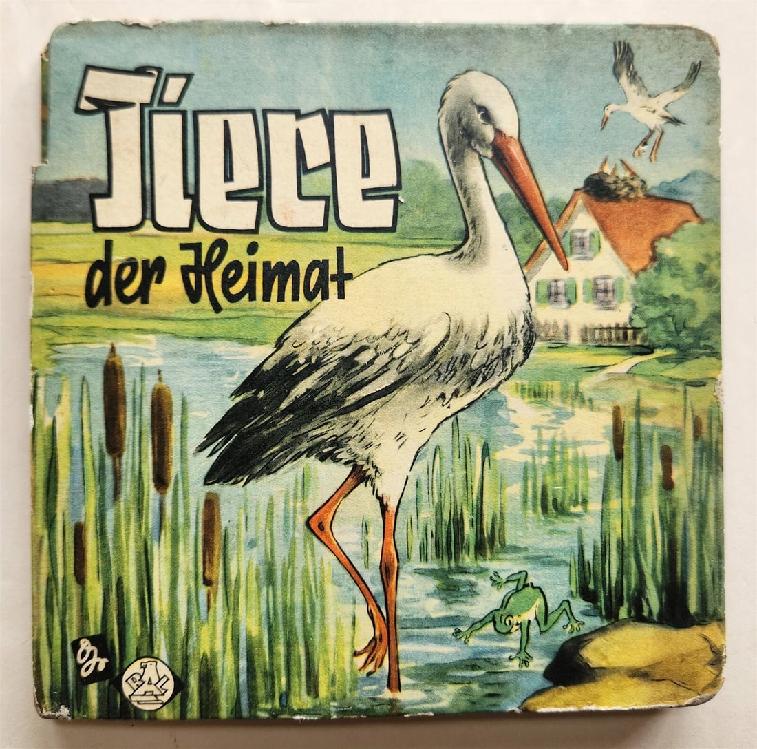 1950s antique ILLUSTRATED CHILDREN BOOK tiere der heimat ANIMALS of the HOMELAND: Title: 1950s antique ILLUSTRATED CHILDREN BOOK tiere der heimat ANIMALS of the HOMELAND Description: tiere der heimat N.D. (c.1950s) Size about 6 1/4 by 6 1/4" Minor wear, first leaf (cover) detached