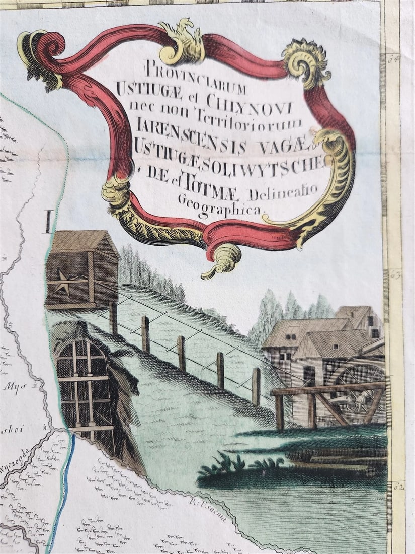 1745 MAP of NORTH RUSSIA antique ARCHANGELSK VOLOGDA printed in ST.PETERSBURG: Title: 1745 MAP of NORTH RUSSIA antique ARCHANGELSK VOLOGDA printed in ST.PETERSBURG Description: PROVINCIARUM USTIUGAE et CHLYNOVI nec non Territoriorum Includes Archangelsk, Vologda , Komi regions 