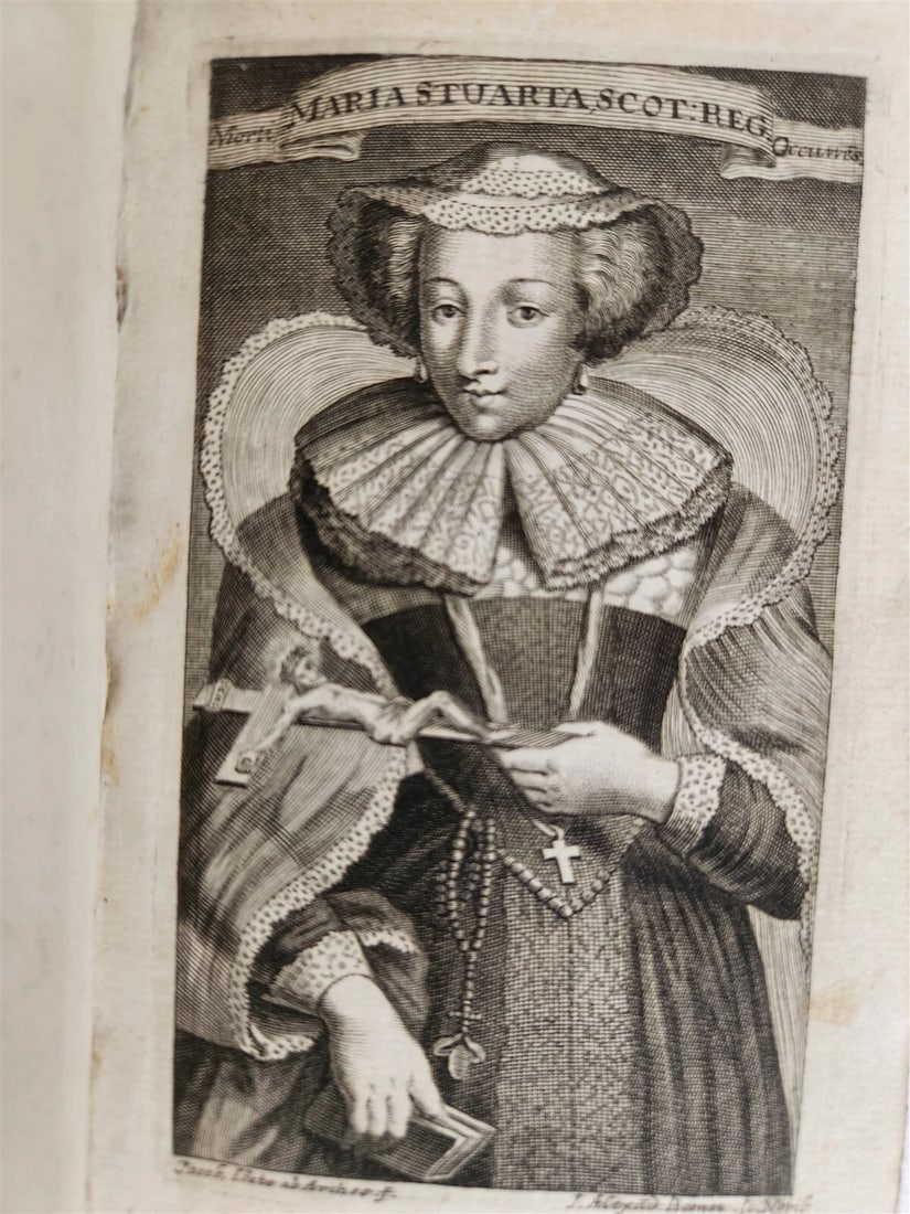 1675 HISTORY antique 17th CENT. HAND TOOLED PIGSKIN MARY STUART (1 of 8)