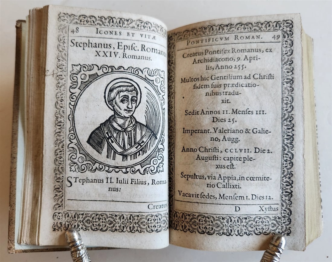 1602 ICONES & VITAE PAPARUM antique 300 WOODCUT ILLUSTRATIONS of POPES - 10