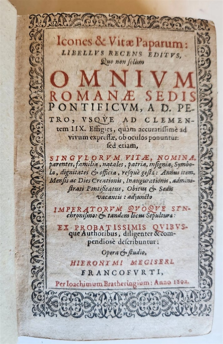 1602 ICONES & VITAE PAPARUM antique 300 WOODCUT ILLUSTRATIONS of POPES - 2