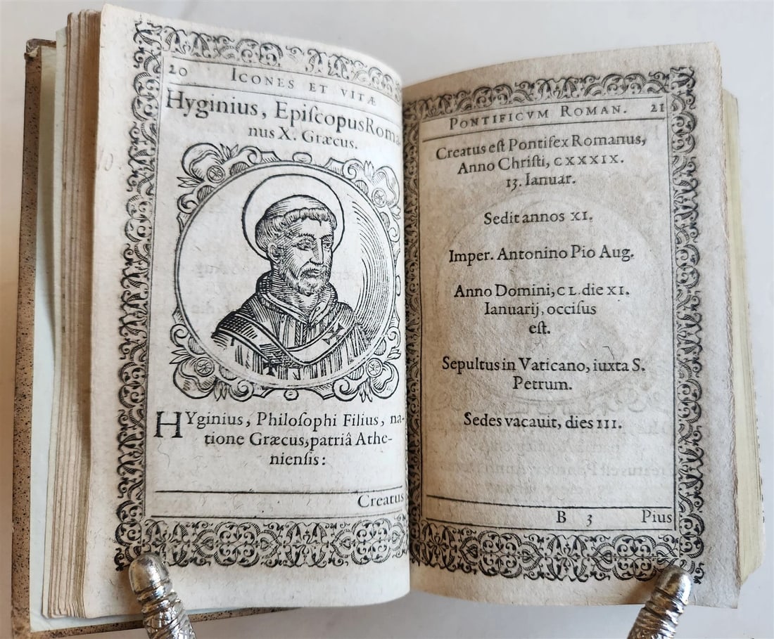 1602 ICONES & VITAE PAPARUM antique 300 WOODCUT ILLUSTRATIONS of POPES - 6
