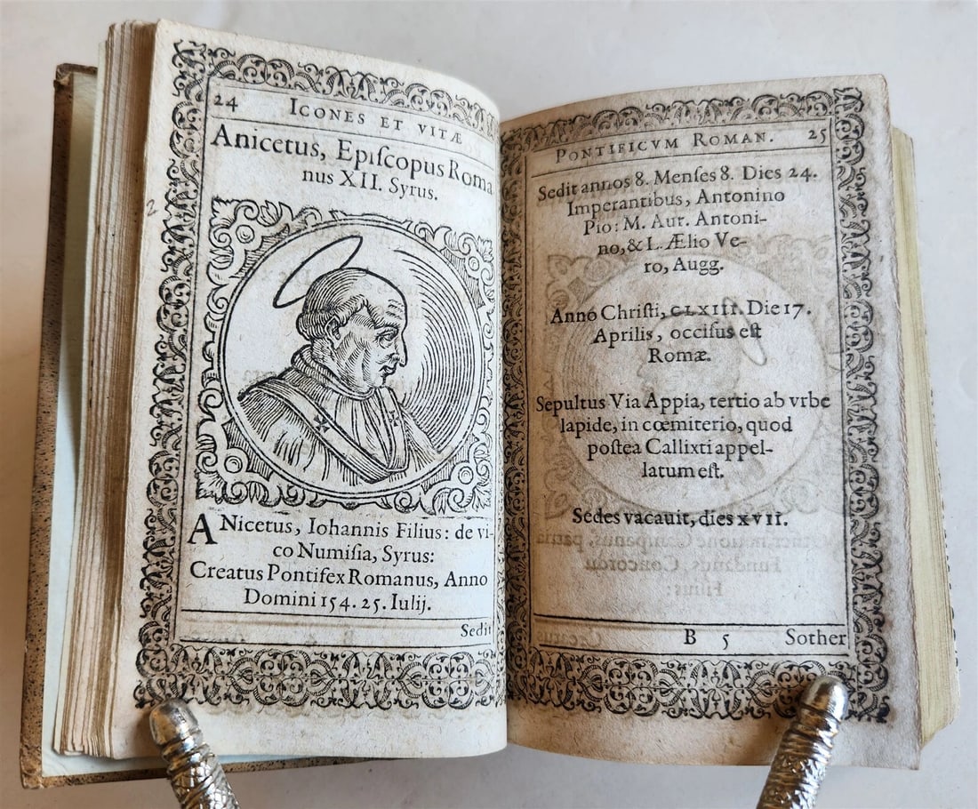 1602 ICONES & VITAE PAPARUM antique 300 WOODCUT ILLUSTRATIONS of POPES - 7