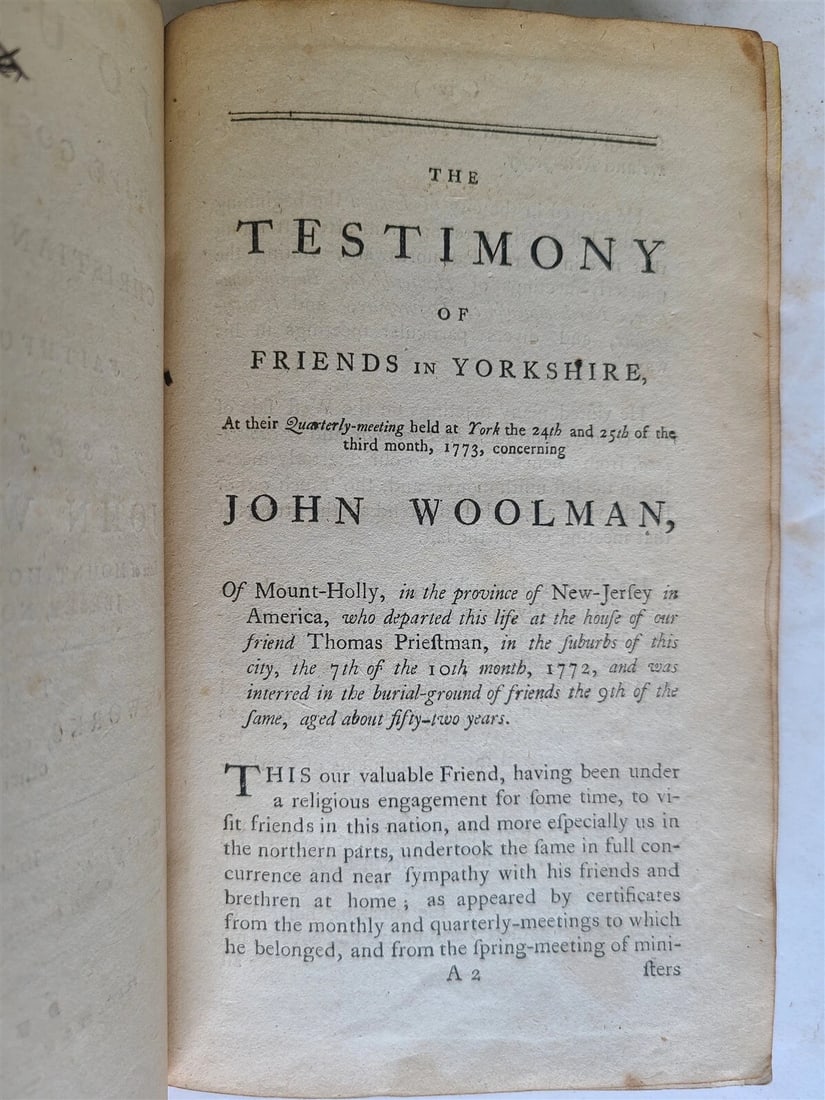 1794 ABOLITION antique Journal of Life Gospel Labours of JOHN WOOLMAN - 3