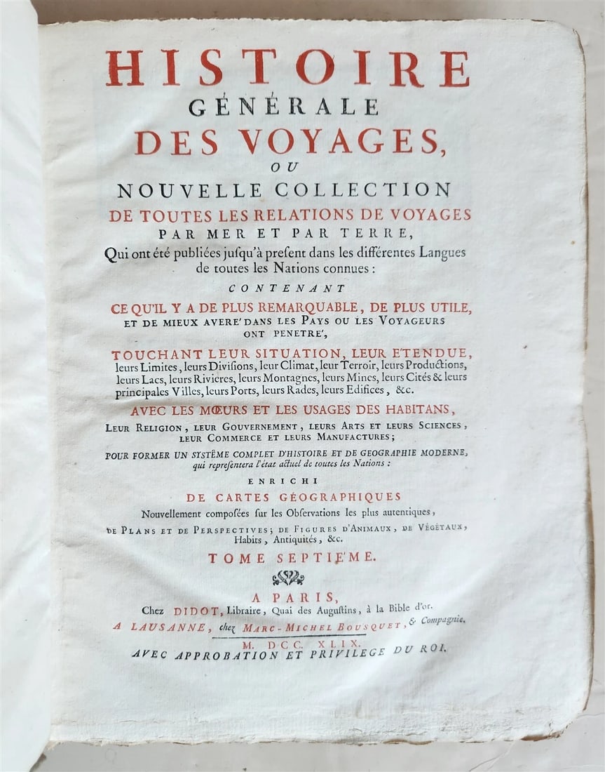1749 HISTORY of VOYAGES by Prevost antique ILLUSTRATED JORNEY to CHINA & TIBET: Title: 1749 HISTORY of VOYAGES by Prevost antique ILLUSTRATED JORNEY to CHINA & TIBET Description: Prevost, A.F. Histoire generale des voyages, ou nouvelle collection... Nouvelle ed. Part 7-8 in 1 vol
