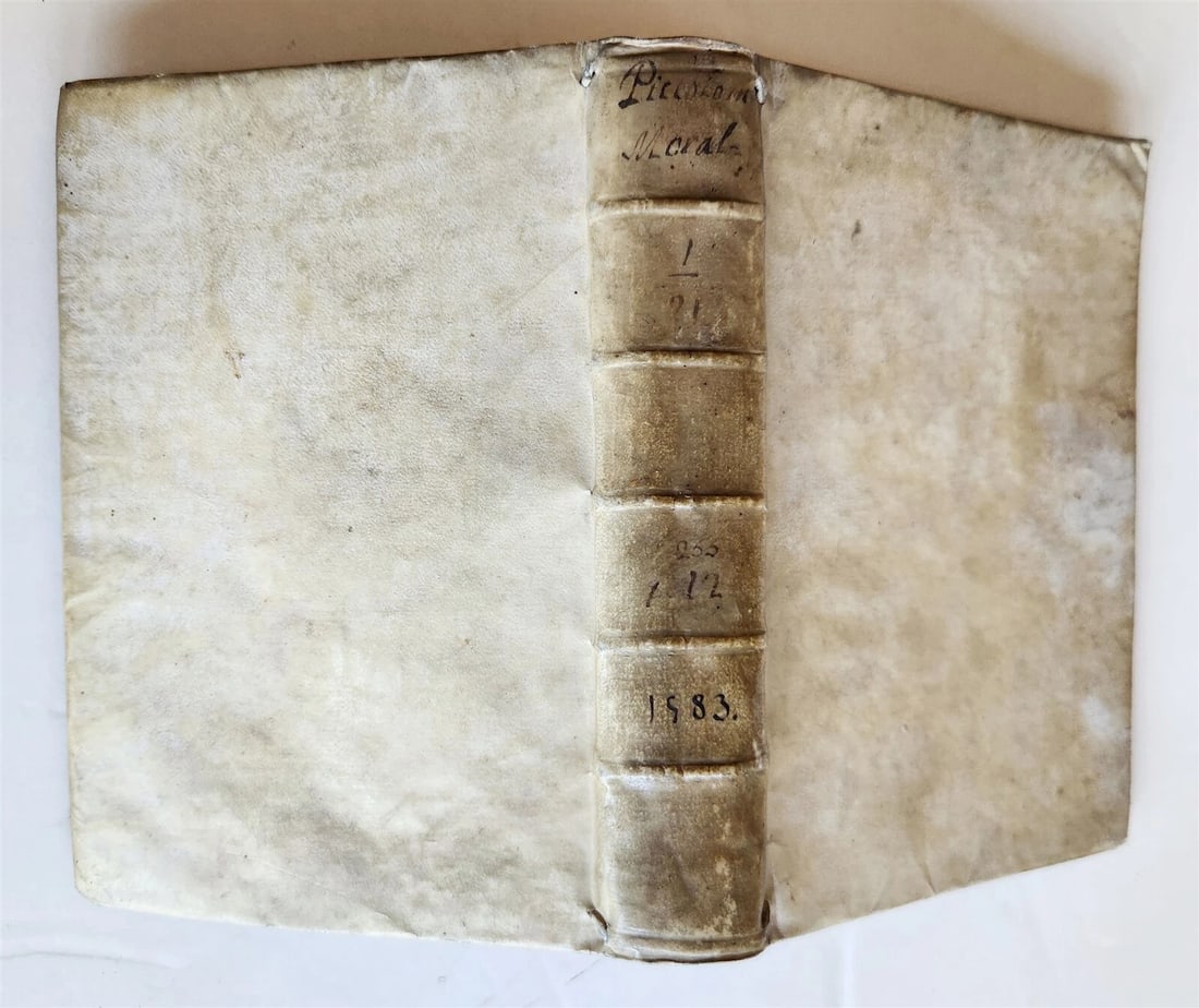 1583 DELLA INSTITUTION MORALE di M.ALESSANDRO PICCOLOMINI antique VELLUM BINDING - 2