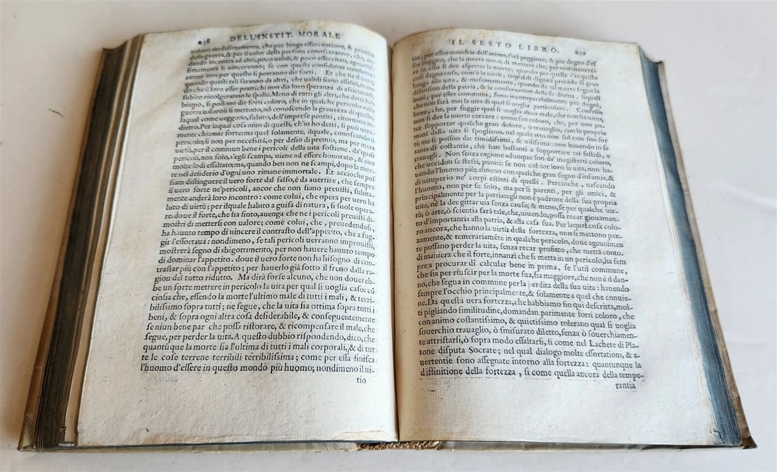 1583 DELLA INSTITUTION MORALE di M.ALESSANDRO PICCOLOMINI antique VELLUM BINDING - 6
