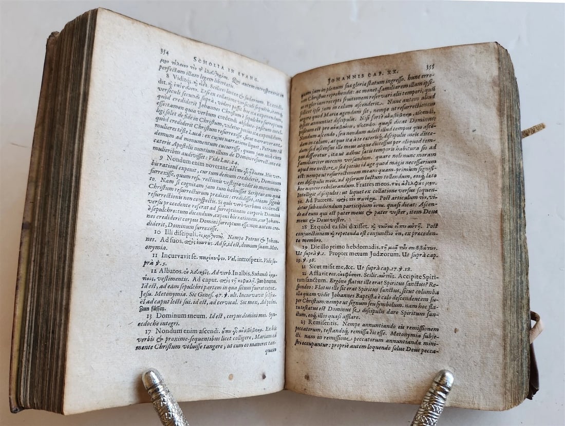 1603 BIBLE COMMENTARY by J. PISCATOR antique VELLUM BINDING - 6