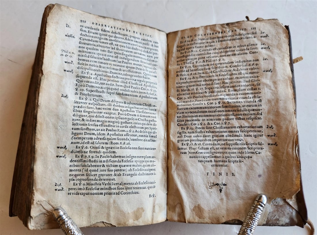 1603 BIBLE COMMENTARY by J. PISCATOR antique VELLUM BINDING - 9