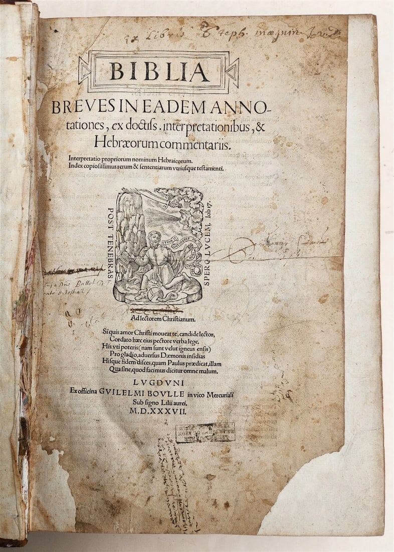 1537 BIBLE in LATIN antique FOLIO BIBLIA BREVES IN AEDEM ANNOTATIONES 16th CENT. (1 of 15)